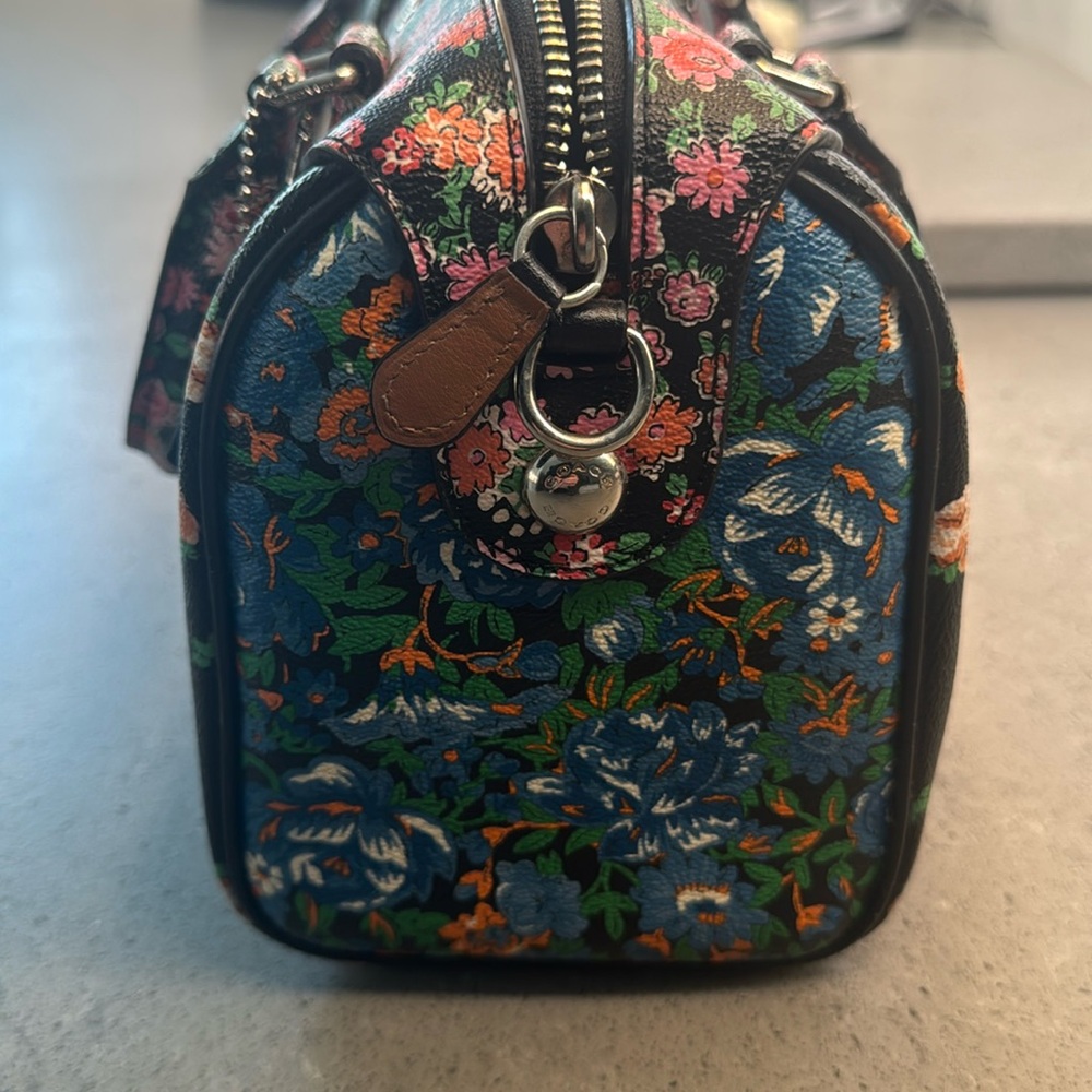 Coach satchel handbag Floral Pink Blue Black - Picture 2 of 10